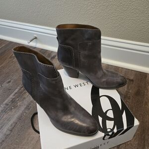 Nine West Grey Leather Ankle Boots
